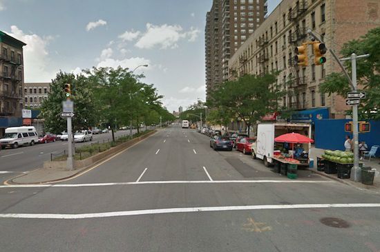 Looking north on 7th Avenue/Adam Clayton Powell Jr. Boulevard at 146th Street, where a pedestrian was killed by an off-duty NYPD employee in April, who was later charged with DWI